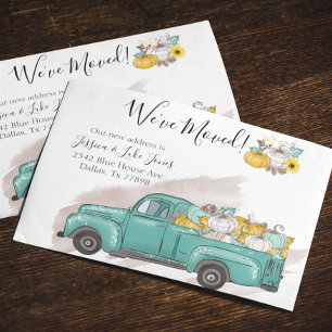 新しい住所の移動発表カボチャートラック 案内ポストカード