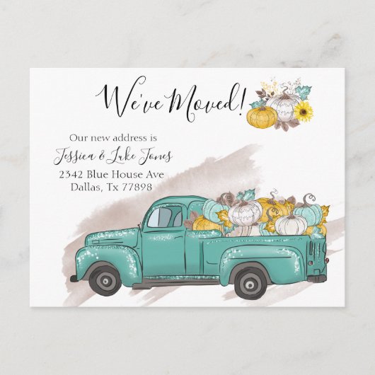 新しい住所の移動発表カボチャートラック 案内ポストカード (正面)