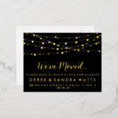 新しい住所の素朴なクリスマスライトを移動した 箔シーズンポストカード (正面/裏面)