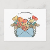 新しい住所の花図解入りの、写真付きの ポストカード (正面)