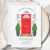 新しい住所の赤いドアの水色 案内状