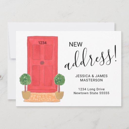 新しい住所の赤いドア移動 案内状 (正面)