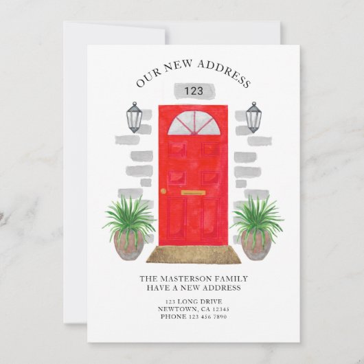 新しい住所の赤い扉 案内状 (正面)