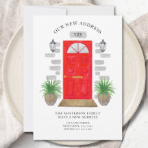 新しい住所の赤い扉