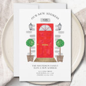 新しい住所の赤い水色のドア 案内状