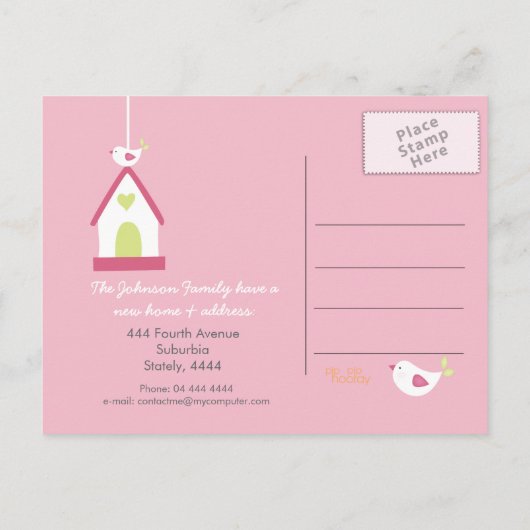 新しい住所の通知ハウスの自宅 案内ポストカード (裏面)