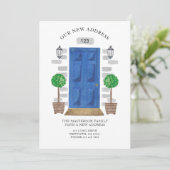 新しい住所の青い水色のドア 案内状 (スタンド正面)