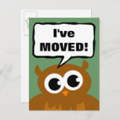 新しい住所はがきを移動する | かわいいフクロウ 案内ポストカード (正面/裏面)