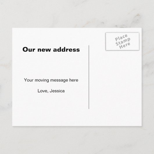 新しい住所はがきを移動する | かわいいフクロウ 案内ポストカード (裏面)