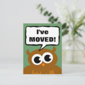 新しい住所はがきを移動する | かわいいフクロウ 案内ポストカード (スタンド正面)