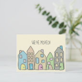 新しい住所はがき手描きドードルハウス ポストカード (スタンド正面)