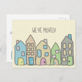 新しい住所はがき手描きドードルハウス ポストカード (正面/裏面)