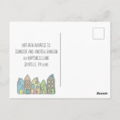 新しい住所はがき手描きドードルハウス ポストカード (裏面)