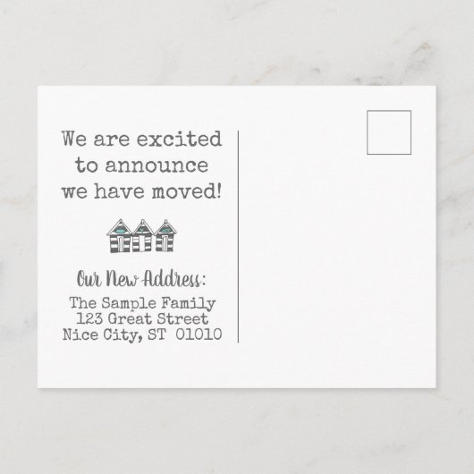 新しい住所はがき、住宅購入者の販売者の移動 ポストカード (裏面)