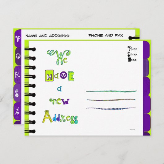 新しい住所はがき'P-T' 案内ポストカード (正面/裏面)