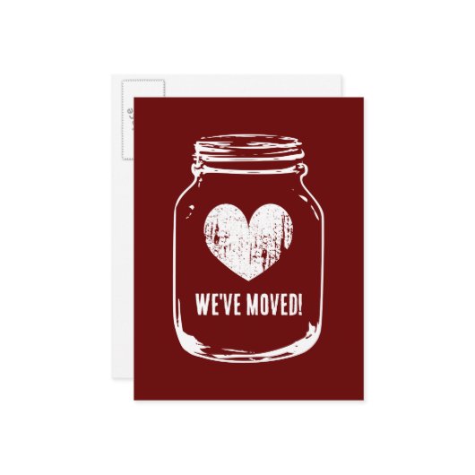 新しい住所への移転を知らせる、素朴なメイソンジャー風のポストカード。引越先の住所を裏面に記入できます 案内ポストカード (正面/裏面インサイチュ)