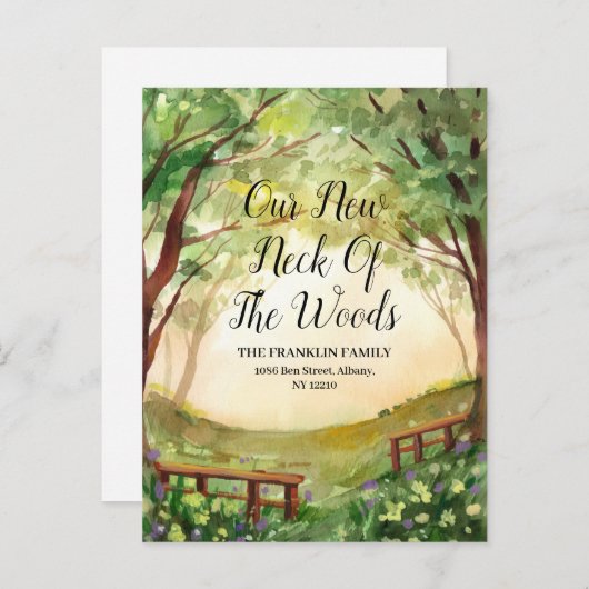 新しい住所を移す森の新しい首 案内ポストカード (正面/裏面)