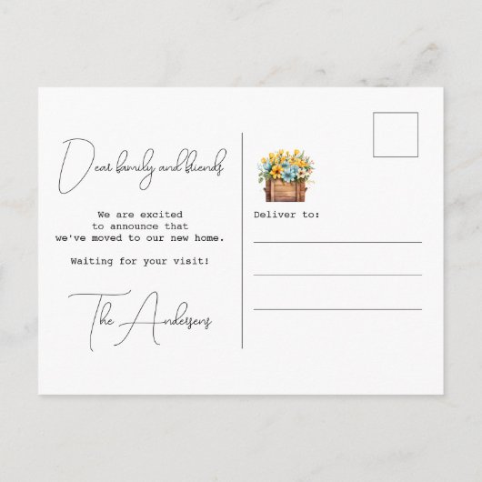 新しい住所を移動したフローラ水色の移動 案内ポストカード (裏面)