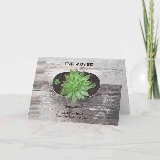 新しい住所を移動した多肉植物 案内状 (正面)