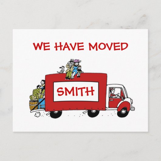 新しい住所を移動した2少年 案内ポストカード (正面)