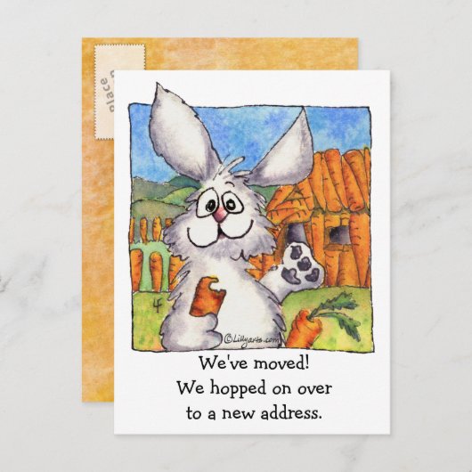新しい住所を移動した!ウサギ葉書 案内ポストカード (正面/裏面)