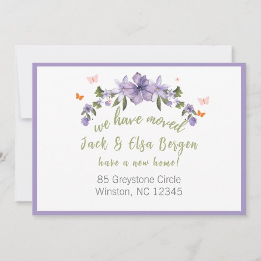 新しい住所を移転した ノートカード (正面)