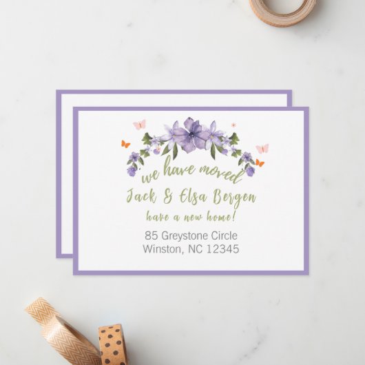 新しい住所を移転した ノートカード (正面/裏面インサイチュ)