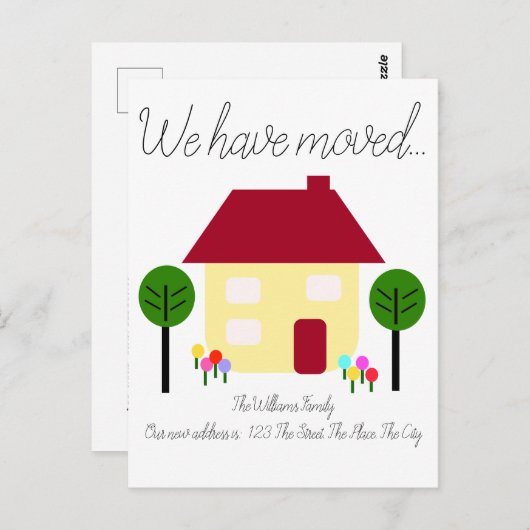 新しい住所を移転した ポストカード (正面/裏面)