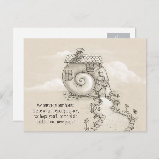 新しい住所アートカタツムリの家はがき 案内ポストカード (正面/裏面)