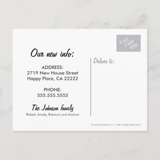 新しい住所アートカタツムリの家はがき 案内ポストカード (裏面)