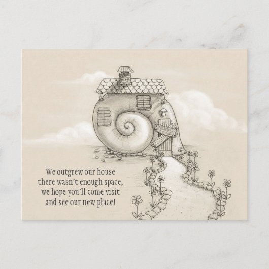 新しい住所アートカタツムリの家はがき 案内ポストカード (正面)