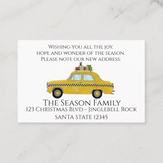 新しい住所イエローキャブクリスマスギフト 名刺 (裏面)