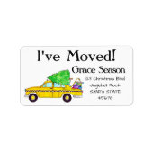 新しい住所イエローキャブタクシーのクリスマスギフト ラベル (正面)