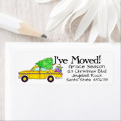 新しい住所イエローキャブタクシーのクリスマスギフト ラベル (インサイチュ)