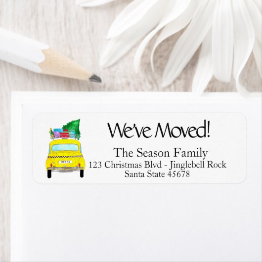 新しい住所イエローキャブタクシーのクリスマスギフト ラベル