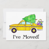 新しい住所イエローキャブタクシーのクリスマスギフト 招待状 (正面)