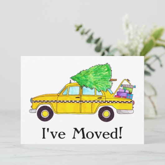 新しい住所イエローキャブタクシーのクリスマスギフト 招待状 (スタンド正面)