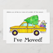 新しい住所イエローキャブタクシーのクリスマスギフト 招待状 (正面/裏面)