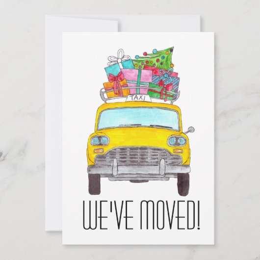 新しい住所イエローキャブタクシーのクリスマスギフト 招待状 (正面)