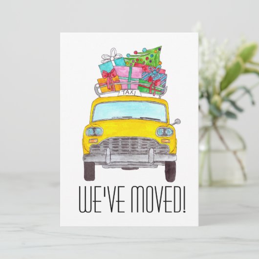 新しい住所イエローキャブタクシーのクリスマスギフト 招待状 (スタンド正面)