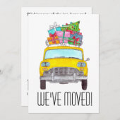 新しい住所イエローキャブタクシーのクリスマスギフト 招待状 (正面/裏面)