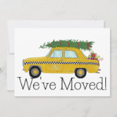 新しい住所イエローキャブタクシーのクリスマスツリー 招待状 (正面)