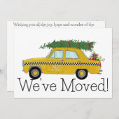 新しい住所イエローキャブタクシーのクリスマスツリー 招待状 (正面/裏面)