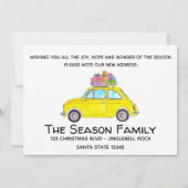 新しい住所イエローレトロフィアット500水色 招待状 (裏面)