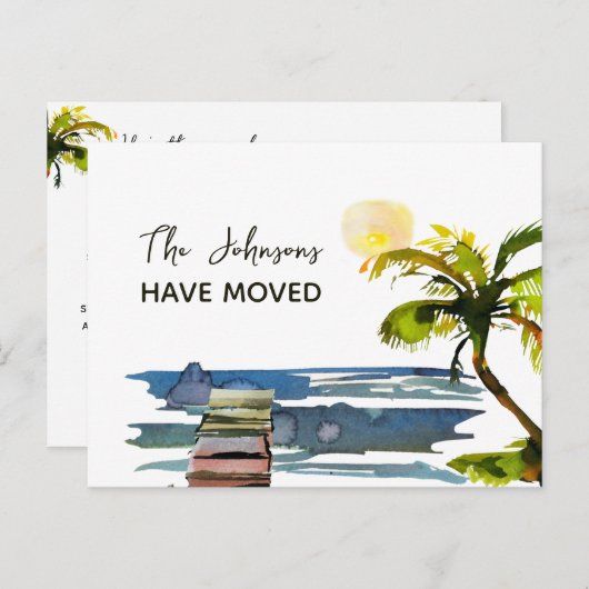 新しい住所ウォーターフロントパームツリー移動 案内ポストカード (正面/裏面)