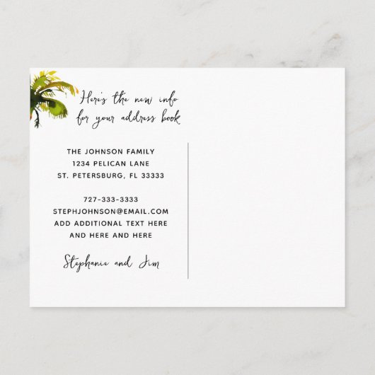 新しい住所ウォーターフロントパームツリー移動 案内ポストカード (裏面)