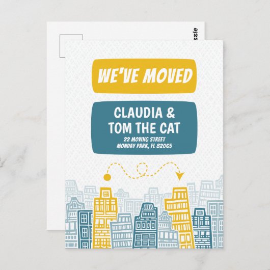 新しい住所カートゥーンシティのはがきを移動する ポストカード (正面/裏面)