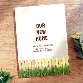 新しい住所カード（フェンスと庭付き） 案内状