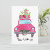 新しい住所クラシックなクリスマス車 招待状 (スタンド正面)