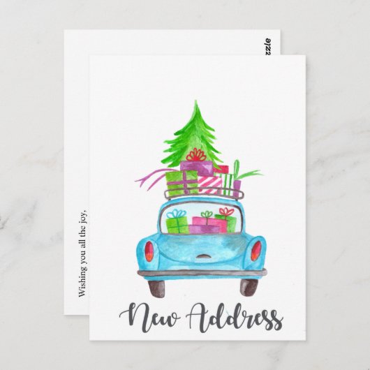 新しい住所クラシッククリスマスカー ポストカード (正面/裏面)